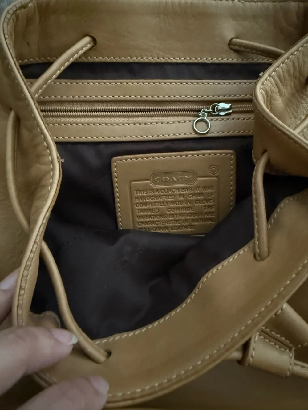 Coach Tan Leather Backpack Purse - Picture 3 of 4